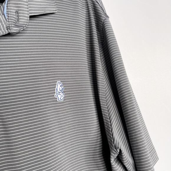 Johnnie-O Mens Large Grey Striped Albatross Jersey Polo Meteor Gray Short Sleeve - Picture 4 of 8